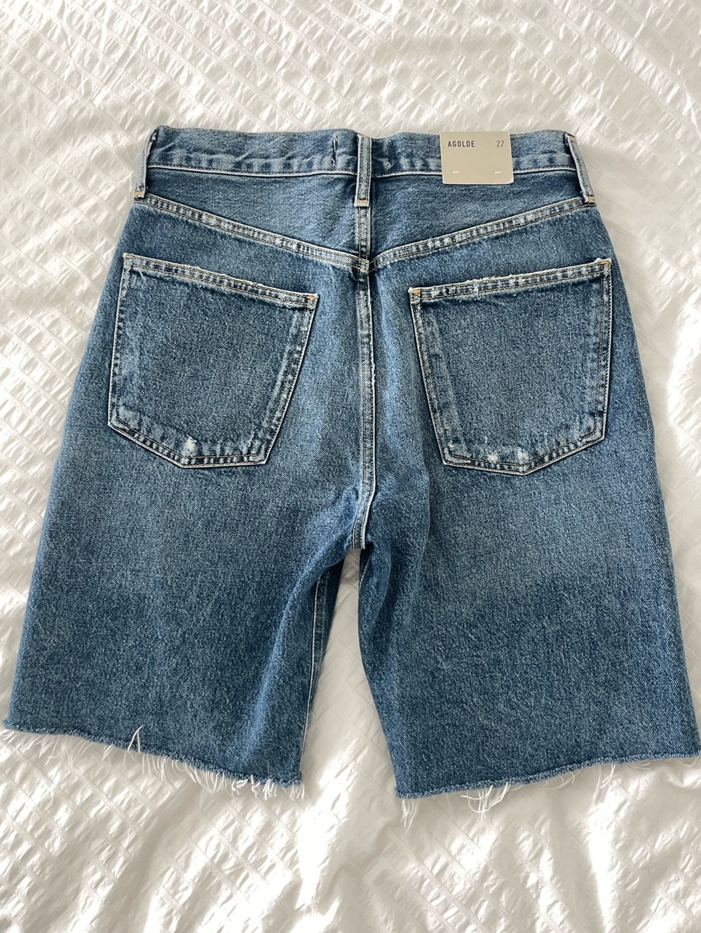 NEW AGOLDE 90's Mid Rise Loose Fit Long Jean Shorts 27 Baggy Jorts - Picture 9 of 12